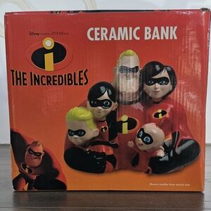Disney Pixar The Incredibles Family Ceramic Money Bank w/ Box